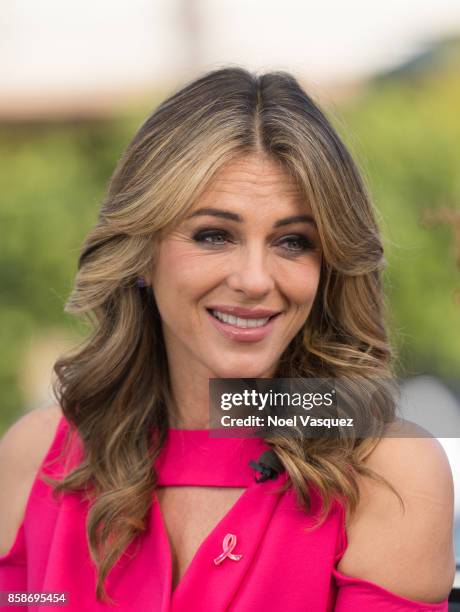 Elizabeth Hurley visits 'Extra' at Universal Studios Hollywood on October 5, 2017 in Universal City, California.