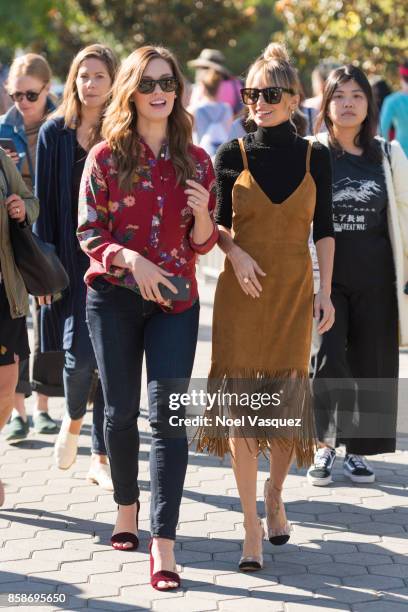 Briga Heelan and Nicole Richie visit 'Extra' at Universal Studios Hollywood on October 5, 2017 in Universal City, California.