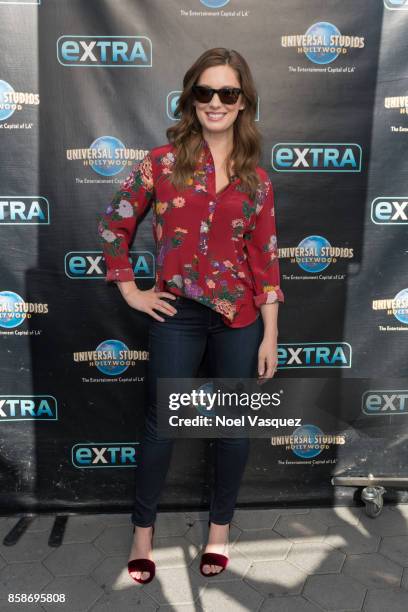 Briga Heelan visits "Extra" at Universal Studios Hollywood on October 5, 2017 in Universal City, California.