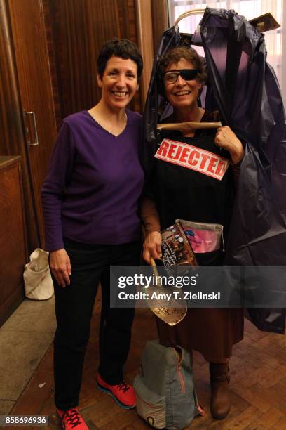 Executive producer Sabrina S. Sutherland poses with fan Christina Crosby dressed as Nadine from Twin Peaks during the Twin Peaks UK Festival 2017 at...