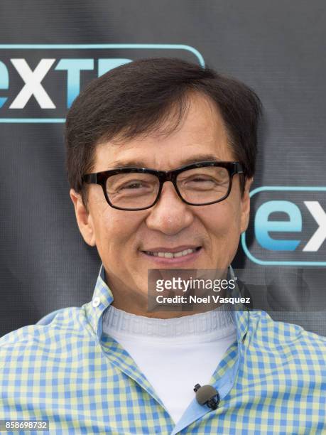 Jackie Chan visits 'Extra' at Universal Studios Hollywood on October 5, 2017 in Universal City, California.