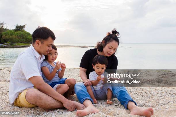 family at the beach - tdub_video stock pictures, royalty-free photos & images