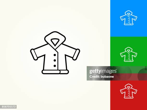 winter jacket black stroke linear icon - winter coat stock illustrations