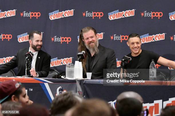 Ryan Hurst and Theo Rossi speak at the Sons of Anarchy panel during 2017 New York Comic Con - Day 3 on October 7, 2017 in New York City.