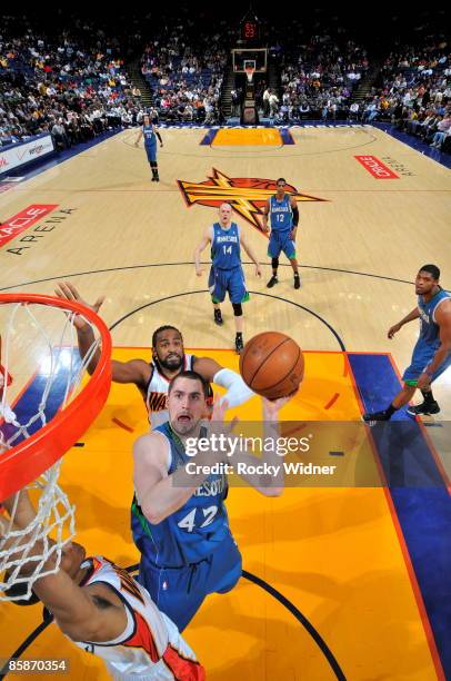 Kevin Love of the Minnesota Timberwolves dunks the ball against the Golden State Warriors on April 8, 2009 at Oracle Arena in Oakland, California....