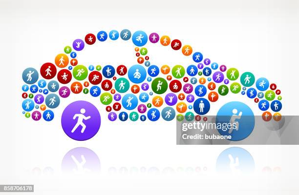car side wellness active lifestyle vector button pattern - spring car stock illustrations
