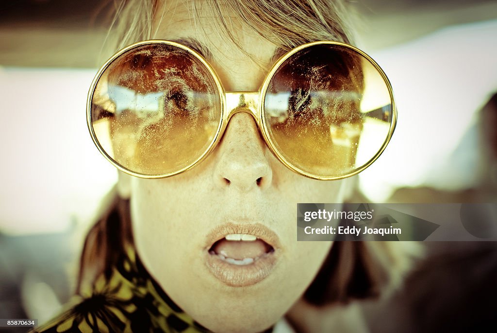 Woman wearing sunglasses