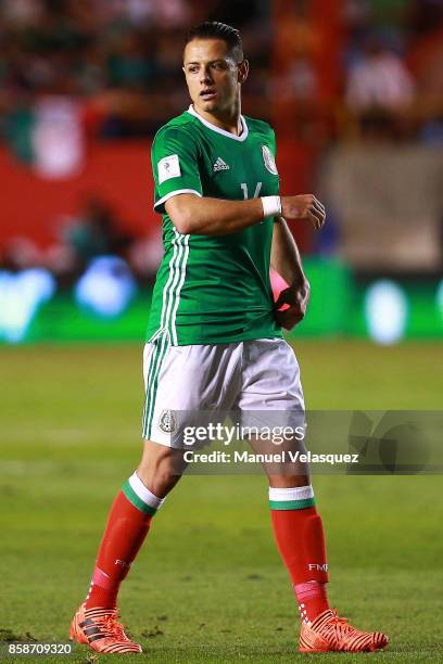 Javier Hernandez of Mexico looks on during the match between Mexico and Trinidad & Tobago as part of the FIFA 2018 World Cup Qualifiers at Alfonso...