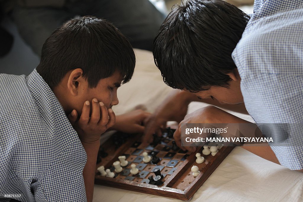 Indian visually challenged children play
