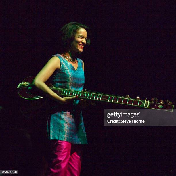 Sitar player Anoushka Shankar playing live at Birmingham Town Hall, Birmingham, UK on May 30 2008