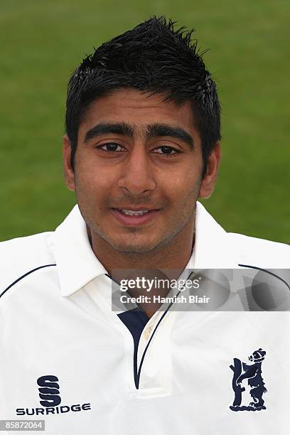 Ateeq Javid of Warwickshire poses for a photo during the Warwickshire County Cricket Club Photocall at Edgbaston on April 9, 2009 in Birmingham,...