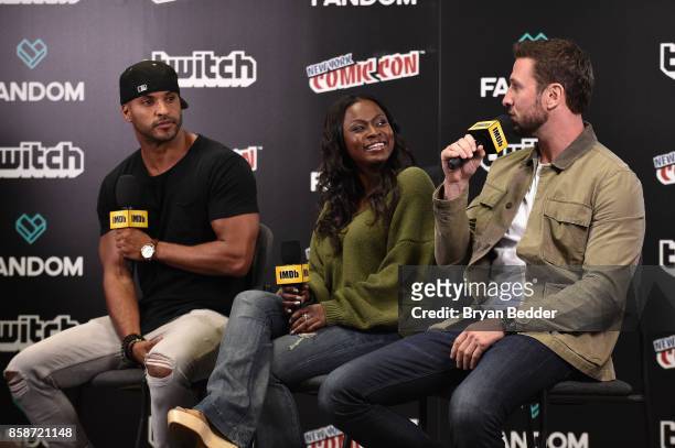 Ricky Whittle, Yetide Badaki, and Pablo Schreiber of American Gods speak onstage during IMDb LIVE at NY Comic-Con at Javits Center on October 7, 2017...