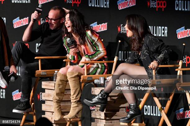 Actors Clark Gregg, Chloe Bennet and Ming-Na Wen speak at the Marvel's Agents of S.H.I.E.L.D. Panel during 2017 New York Comic Con - Day 3 on October...