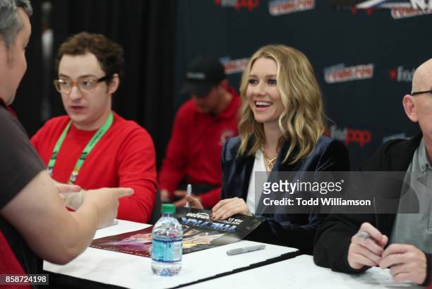 Griffin Newman and Valorie Curry attend Amazon Prime Video's The Tick New York Comic Con 2017 - Autograph Signing at The Jacob K. Javits Convention...