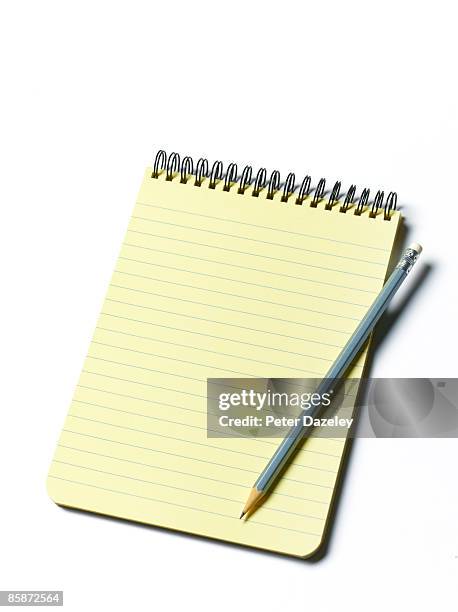 yellow pad on white background. - yellow pencil stock pictures, royalty-free photos & images