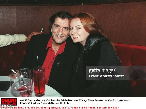 Santa Monica, Ca Jennifer Nicholson and Harry Dean Stanton at the Rix restaurant.