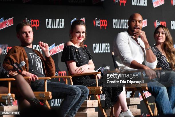 Ming-Na Wen, Iain De Caestecker and Elizabeth Henstridge speak at the Marvel's Agents of S.H.I.E.L.D. Panel during 2017 New York Comic Con - Day 3 on...