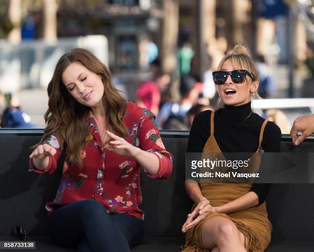 Briga Heelan and Nicole Richie visit 'Extra' at Universal Studios Hollywood on October 5, 2017 in Universal City, California.