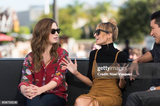 Briga Heelan and Nicole Richie visit 'Extra' at Universal Studios Hollywood on October 5, 2017 in Universal City, California.