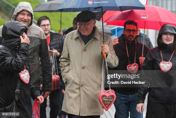 Stephan Weil, German Social Democrat and governor of the state of Lower Saxony, during a campaign event while campaigning in Lower Saxony state...