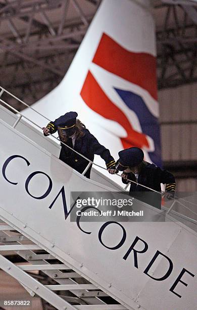 Children view a Concorde at the museum of flight in East Fortune on April 9, 2009 in Scotland. The aircraft is celebrating 40 years since its...