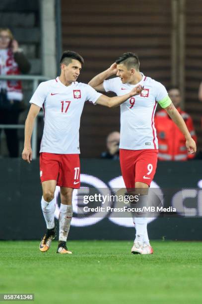 Bartosz Kapustka and Dawid Kownacki of Poland during the 2019 UEFA European Under-21 Championship qualification game between Poland and Finland on...