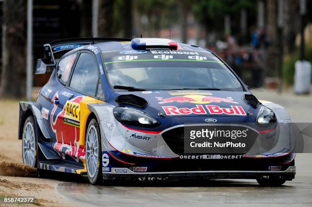 The French driver, Sbastien Ogier and his co-driver Julien Ingrassia of M-Sport Rally Team, driving his Ford Fiesta WRC at Salou special stage during...