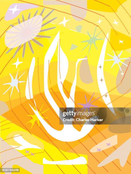 abstract yellow organic pattern illustration - charles harker ストックフォトと画像