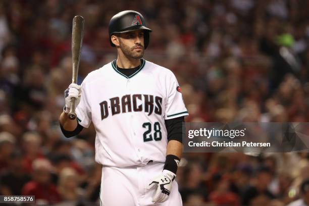 Martinez of the Arizona Diamondbacks at bat against the Colorado Rockies during the National League Wild Card game at Chase Field on October 4, 2017...