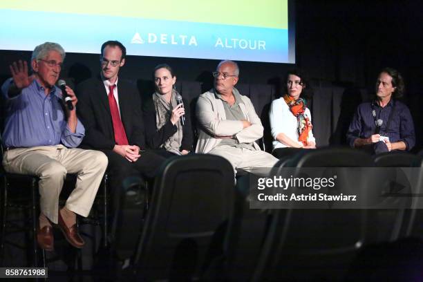 Larry Cantwell, Mark Kresowik, Theresa Ward, Jon Kamen, Katherine Oliver, and David Rattray participate in a panel discussion for the film "From the...