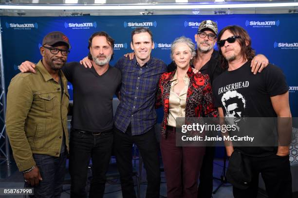 Actors Lennie James, Andrew Lincoln, Sirius XM's Dalton Ross, Melissa McBride, Jeffrey Dean Morgan and Norman Reedus attend the SiriusXM 'Town Hall'...