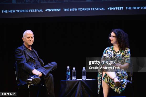 Ryan Murphy and Emily Nussbaum speak onstage during the 2017 New Yorker Festival at SIR Stage37 on October 7, 2017 itn New York City.