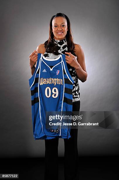 Number two overall pick Marissa Coleman of the Washington Mystics poses for a portrait during the 2009 WNBA Draft on April 9, 2009 in Secaucus, New...