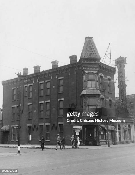 Exterior view of the Plantation Cafe, a nightclub on 35th street and Calumet in Chicago, ca.1920s. Some of these clubs were known as 'black and tans'...