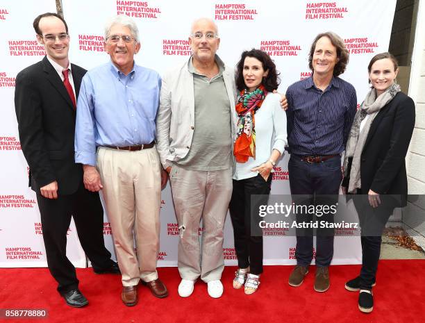 Mark Kresowik, Larry Cantwell, Jon Kamen, Katherine Oliver, David Rattray and Theresa Ward attend the photo call for the film "From the Ashes" during...