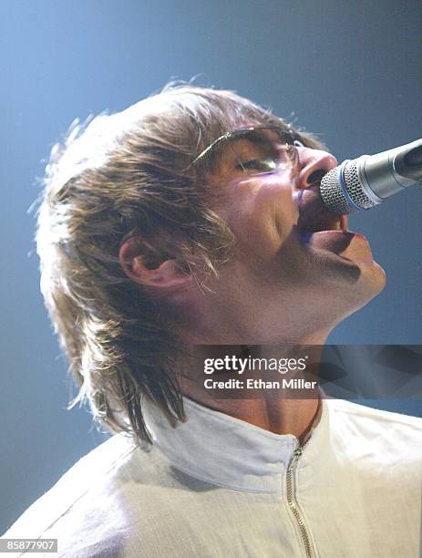 Oasis singer Liam Gallagher performs at The Joint inside the Hard Rock Hotel & Casino in Las Vegas Friday, April 26, 2002. The British band's fifth...