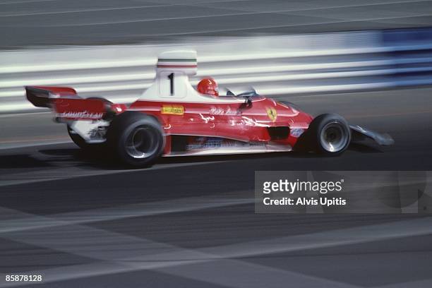 Niki Lauda in the Ferrari 312T at the first United States Grand Prix West held on March 28, 1976 in Long Beach, California.