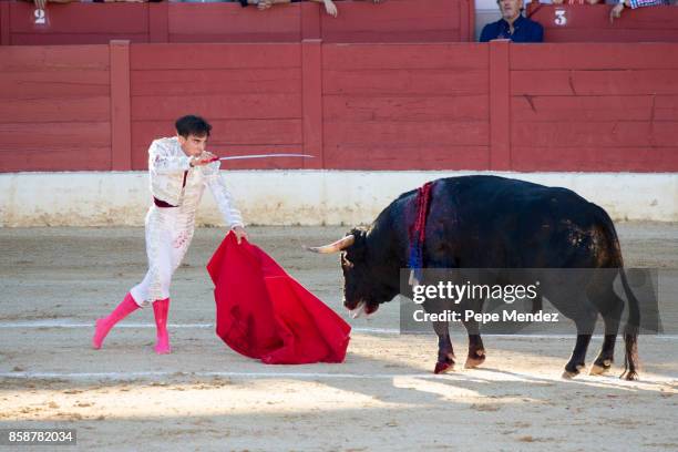 Gonzalo Caballero fights during 'JuntosSomosInvencibles' Bullfights on October 7, 2017 in Torrejon De Ardoz, Spain.