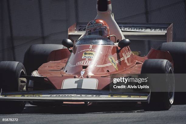 Niki Lauda in a Ferrari 312T at the first United States Grand Prix West held on March 28, 1976 in Long Beach, California.