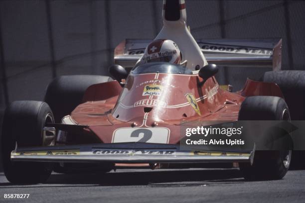 Clay Regazonni in the winning Ferrari 312T at the first United States Grand Prix West held on March 28, 1976 in Long Beach, California.