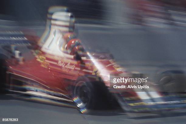 Niki Lauda in a Ferrari 312T at the first United States Grand Prix West held on March 28, 1976 in Long Beach, California.