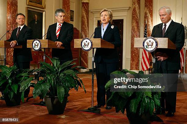 Australian Defense Minister Joel Fitzgibbon, Australian Foreign Minister Stephen Smith, U.S. Secretary of State Hillary Clinton and U.S. Defense...