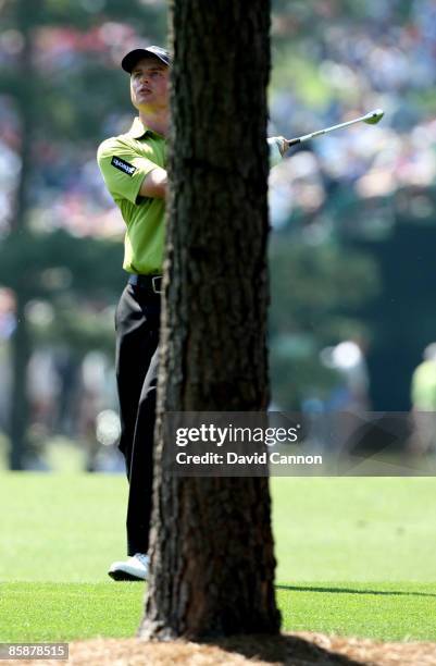 John Merrick plays a shot on the 17th hole during the first round of the 2009 Masters Tournament at Augusta National Golf Club on April 9, 2009 in...