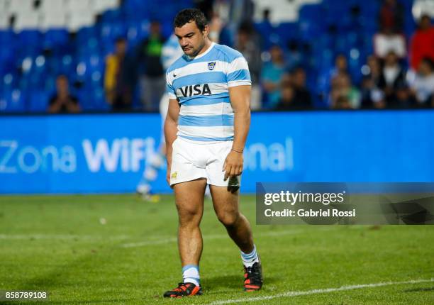 Agustin Creevy of Argentina looks dejected afterThe Rugby Championship match between Argentina and Australia at Malvinas Argentinas Stadium on...