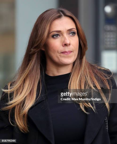 Kym Marsh attends the funeral of Liz Dawn at Salford Cathedral on October 6, 2017 in Salford, England. Actress Liz Dawn played Vera Duckworth in...