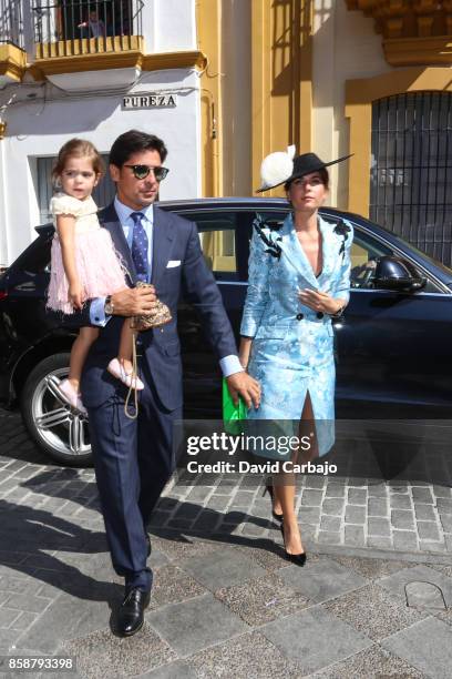 Francisco Rivera and Lourdes Montes looks on during Sibi Montes And Alvaro Sanchis Wedding at Parroquia Santa Ana on October 7, 2017 in Seville,...