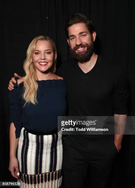 Abbie Cornish and John Krasinski are interviewed on stage at Amazon Prime Video's Tom Clancy's Jack Ryan Comic Con 2017 - Panel at The Jacob K....