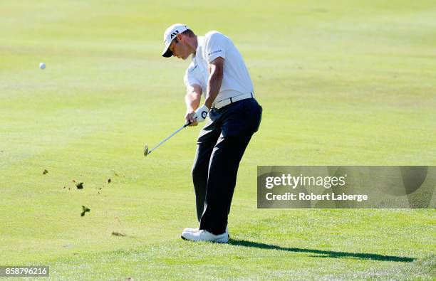 Shawn Stefani plays his shot on the 17th hole during the third round of the Safeway Open at the North Course of the Silverado Resort and Spa on...