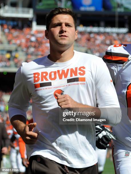 Quarterback Cody Kessler of the Cleveland Browns runs off the field for halftime of a game on October 1, 2017 against the Cincinnati Bengals at...