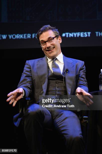 Jon Hamm speaks onstage during the 2017 New Yorker Festival at SIR Stage37 on October 7, 2017 in New York City.